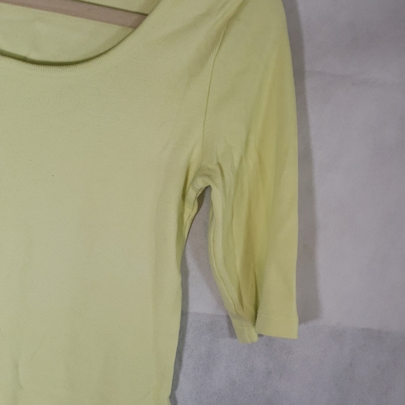 SOFT SURROUNDINGS ribbed neon yellow tshirt small - Picture 3 of 7